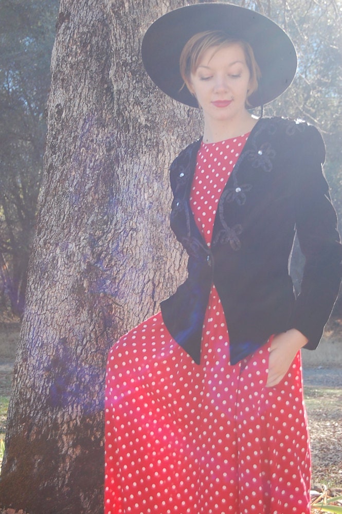 Velvet Blazer Vintage Black Velvet Ribbon Fitted Dynasty Cocktail Blazer Jacket (xs s)