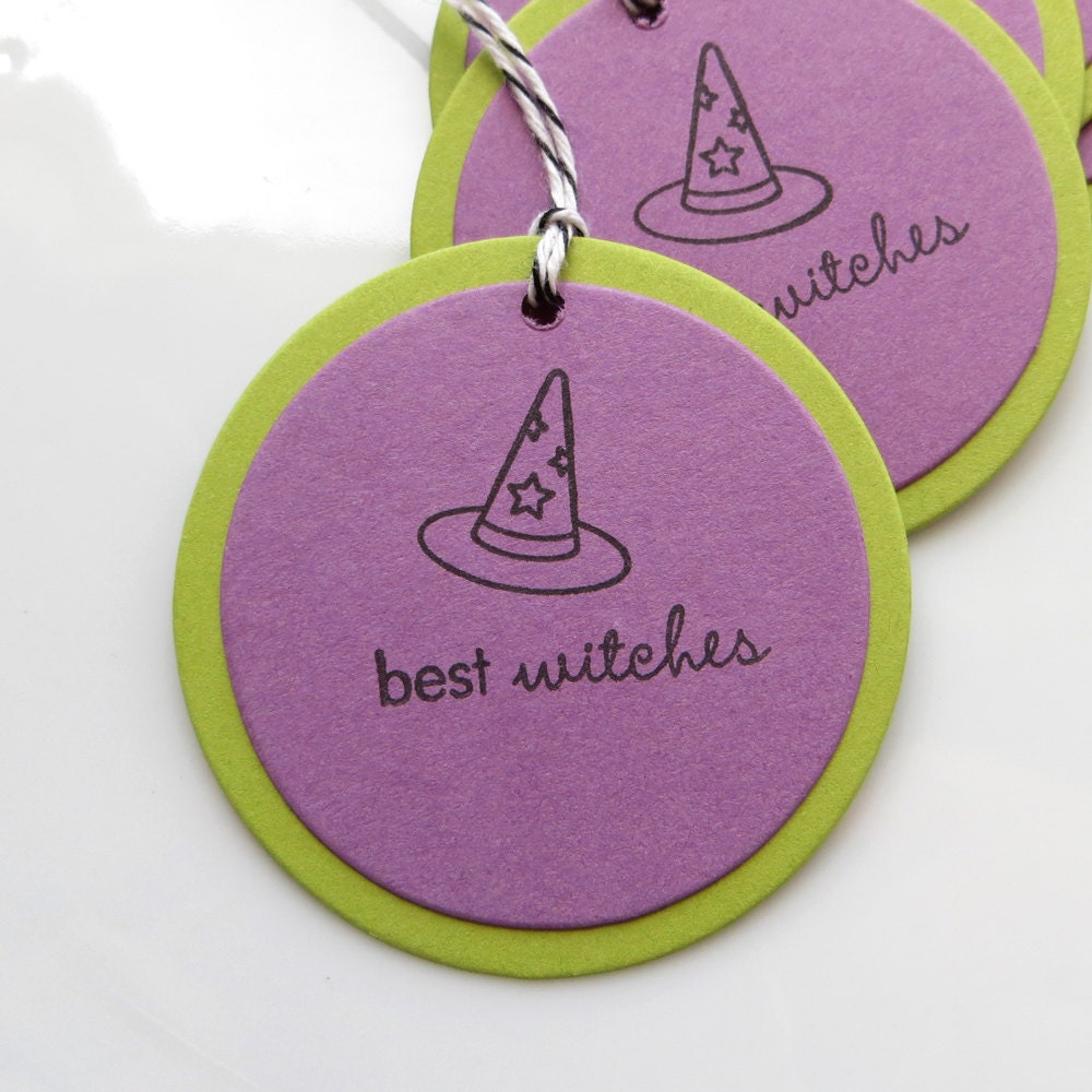 Halloween Tags Best Witches - Set of 6 - Halloween Party Tags Halloween Witch Tags Witches Hat Tags Il_570xn