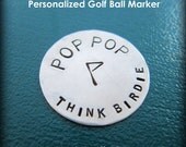 Personalized Golf Ball Marker - Hand Stamped Sterling Silver - 1 inch - less than 25 characters - Gift for Dad - Golf Gift