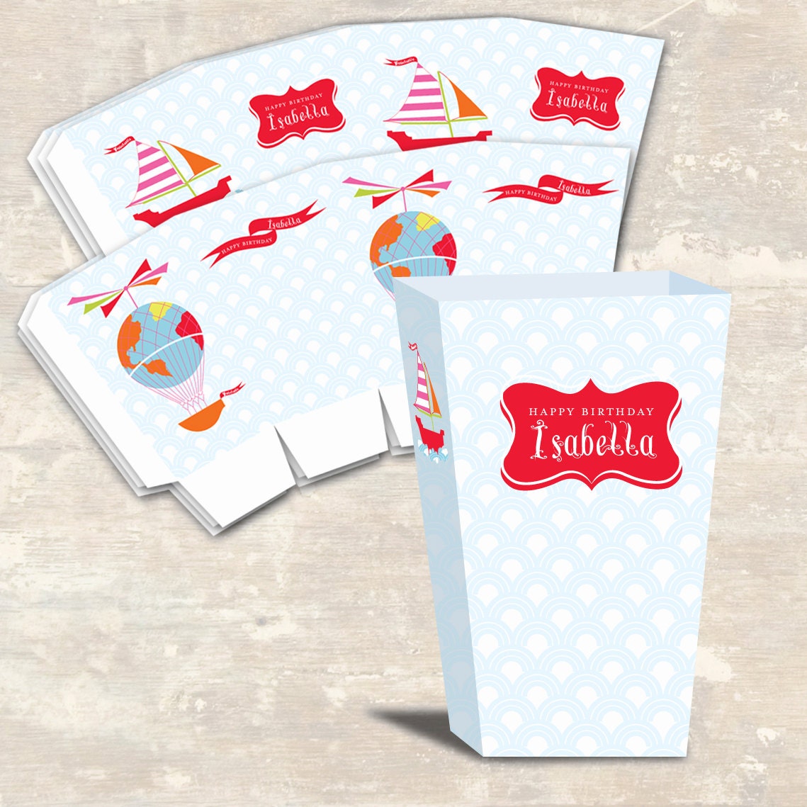 Imagine a Journey Birthday Party Mini Popcorn Boxes (set of 12) PRINT & SHIP Il_570xn