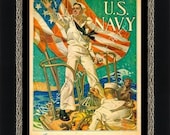 Vintage Leyendecker United States Navy "Sailing the Seas" - ca 1920 Giclee Fine Art Print - RosiesVintagePrints