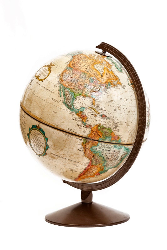 Vintage Replogle Globe- Brown, tan, old style map