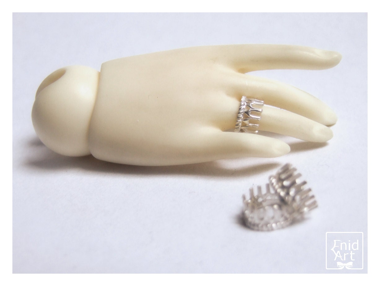 Sterling silver BJD ring with the shape of a crown -in stock -