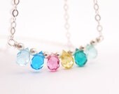 Glass Drop Rainbows Necklace tiny beads girls jewelry sterling silver necklace womens gifts under 30 australia