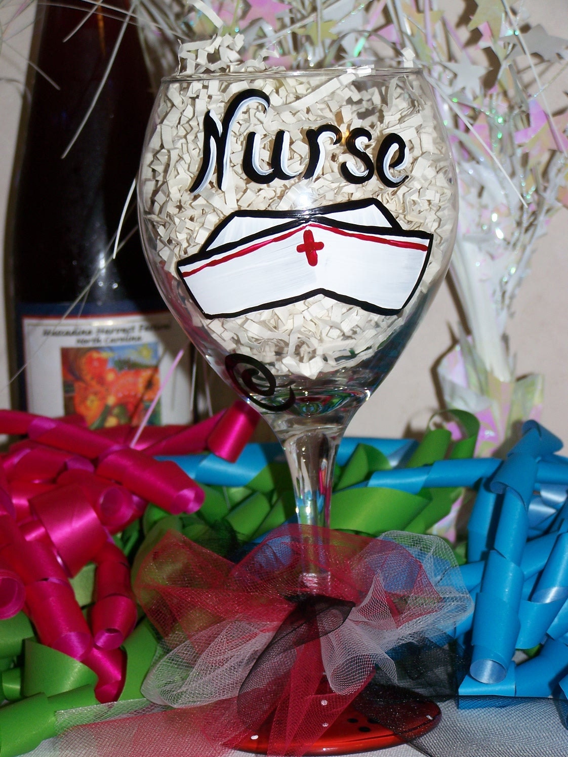 Calling All Nurses Hand Painted Large Wine Glass
