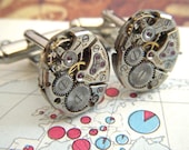 Steampunk Cufflinks Men's Cufflinks Vintage Watch Movements USA BULOVA Matching Set Industrial Cufflinks Very Tiny Size