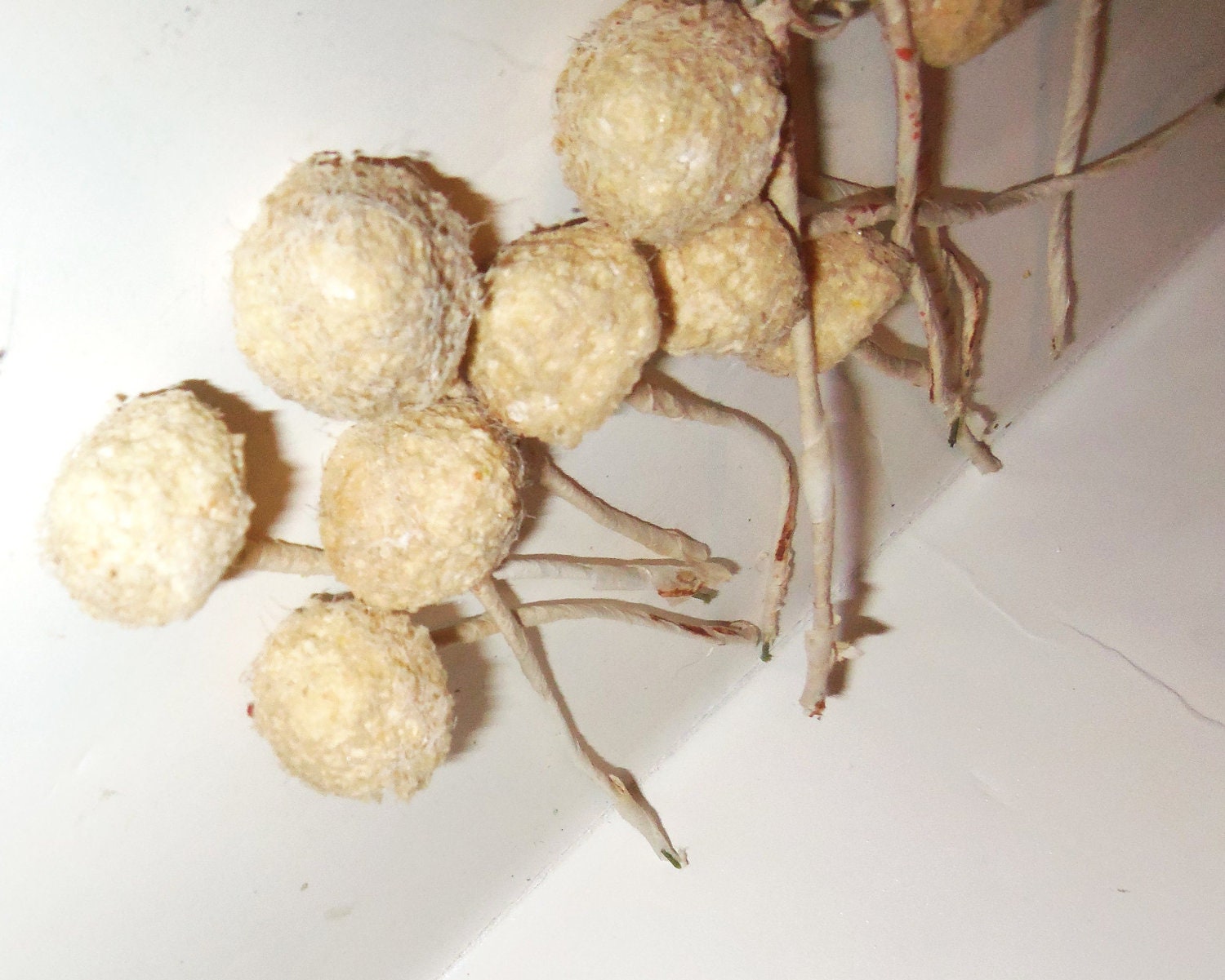 Vintage Millinery Flower Center GERMAN Mushroom Spun Cotton Stamen -wedding corsage craft supplies
