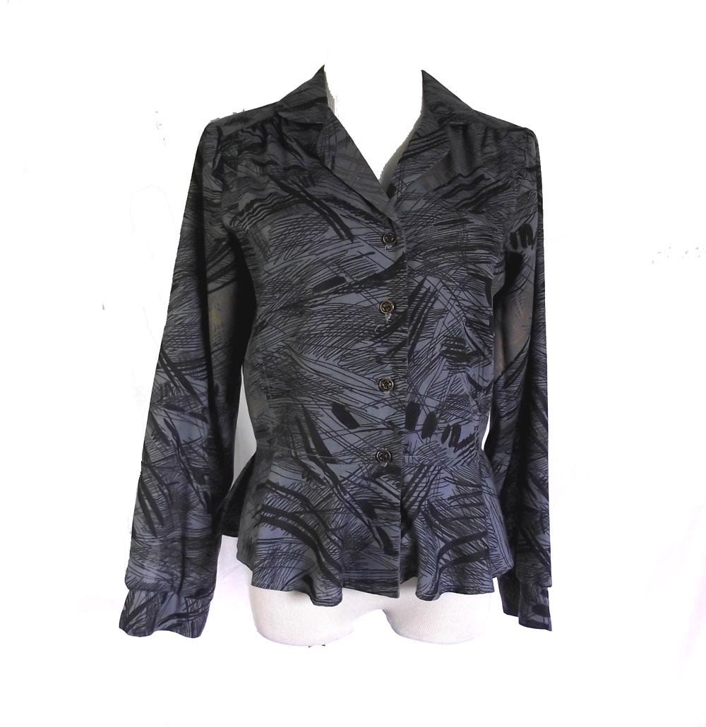70s Blouse. Blue Gold Deadstock Blouse Never Worn. Jambalaya. Sz S
