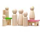 FAIR TRADE Blank Peg Doll Family - 6 Unpainted Colombian Wooden Dolls in a Bag - Family of 6