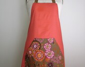 Brown Floral and Red Diamond Full Apron