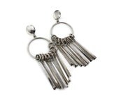 HUGE Vintage Hippie Earrings - Big Dangles Silver - Boho Gypsy 1980s - InVintageHeaven