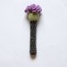 Crocheted Flower Brooch - Playful Jewelry from My Little Garden - Lilac Pastel Green Dark Grey - Cotton and Wool  - OOAK