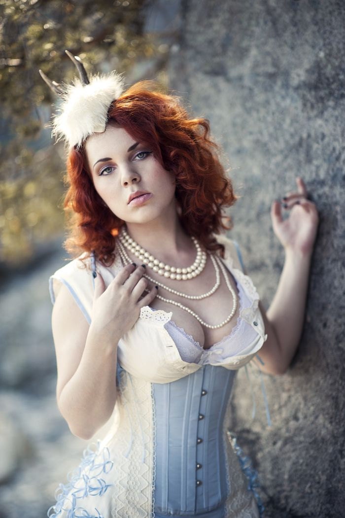 deer antler and faux fur  headpiece fascinator