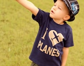 I Love Planes Toddler Airplane Shirt, Ink Free, Sizes 12m to 6, High Quality Tshirt, click for more colors