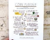 Illustrated Recipe for Corn Pudding - Print -