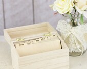 Wood Recipe Box with Dividers Naturally Inspired Home Rustic Chic