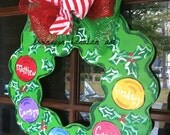 Personalized Christmas Wreath Door Hanger - Bronwyn Hanahan Art