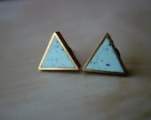 mint chip small brass triangle stud earrings