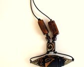 Jupiter giant bead urban style fiber necklace in Indonesian batik