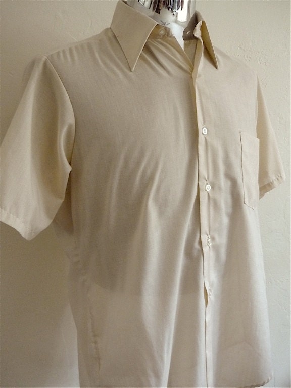 Vintage Apparel Men's 80's Shirt, Tan, Short Sleeve, Button Up by Van Heusen 3344 FreshandSwanky on Etsy