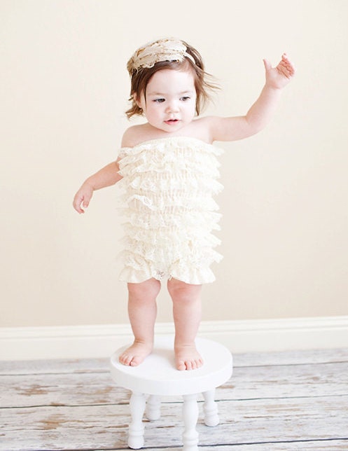 Chicaboo Buttercream Ivory Lace Petti Romper size toddler  2-4 years