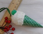Cheery Green Sugar Plum Ice Cream Cone Ornament       Decoration