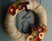 Burlap & Felt Handmade Door Decoration -  Autumn Shade 12in