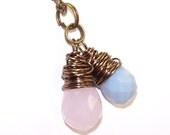 Inventory Clearance Sale. Pink and Gray Wire Wrapped Necklace