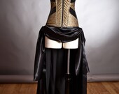 Custom Size Black and metallic gold  Saloon Burlesque corset prom dress