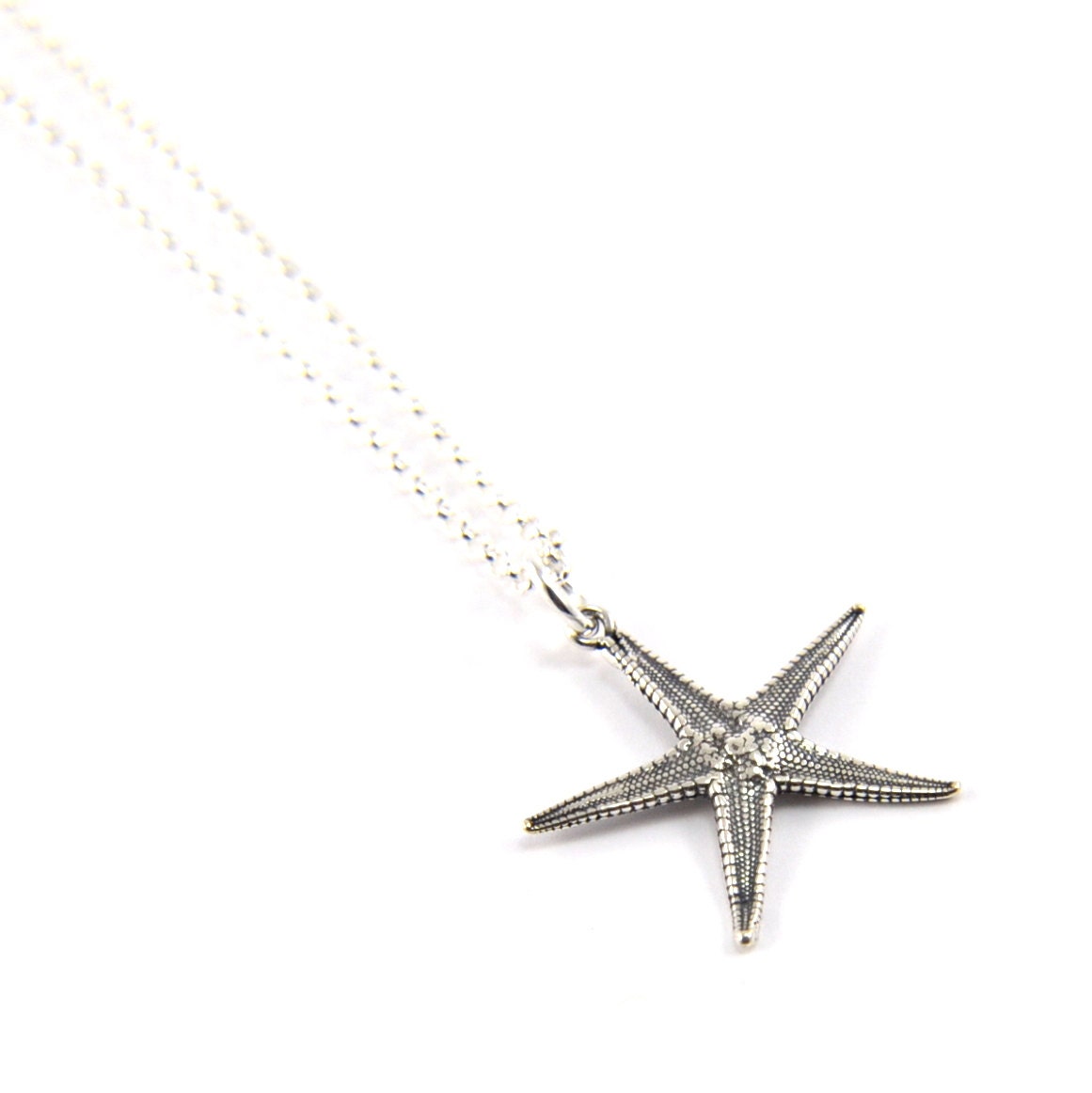 Sterling Silver Tiny Starfish Necklace - Cast from a Real Star fish