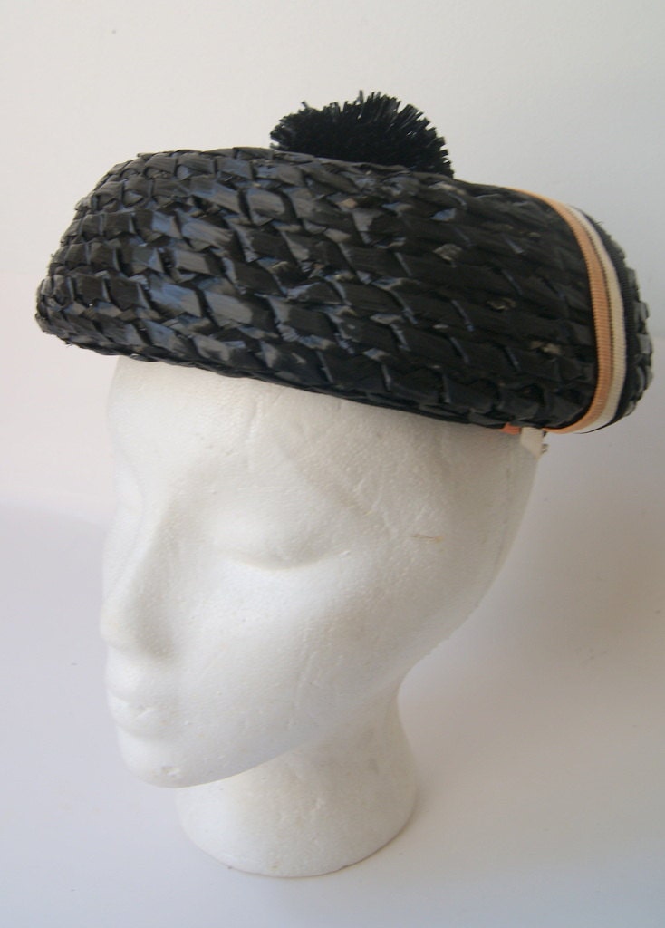 Vintage Black Pom Pom Pill Box