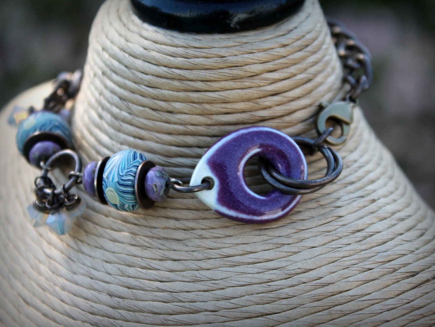 Artisan Bracelet, Vintaj Natural Brass, Art Beads, Handmade OOAK Designer Bracelet