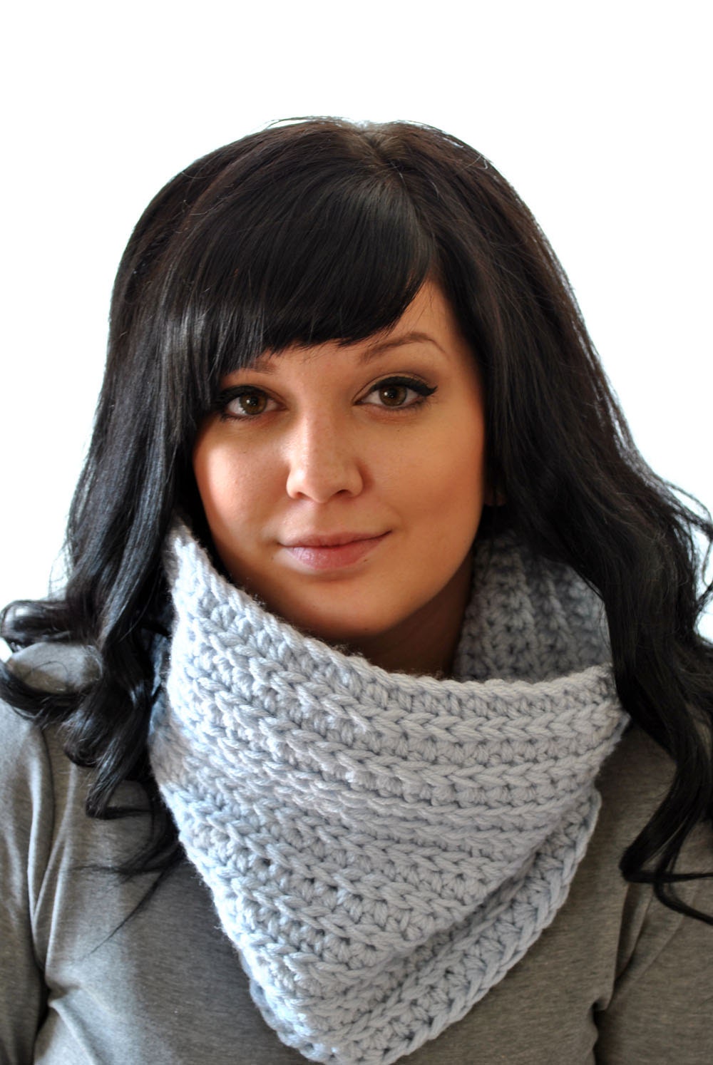 Textured Tube Cowl - Chunky Crocheted Faux Stripe Tube Cowl