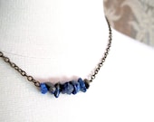 RIDGEWAY Necklace - Lapis Lazuli Stone Chips on Antiqued Brass
