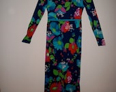 Vintage 70s bright floral maxi dress by Keram - size medium - FREE shipping worldwide