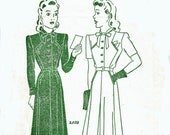 1940s Vintage Sewing Pattern RARE Pauline 2038 Dress with front interest  Bust 36