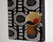 Mixed Media Collage Art    Retro Abstract Chair Art Block  OOAK