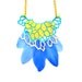 Leather Statement Necklace Geometric Metallic Hexagons and Feathers Statement Jewelry
