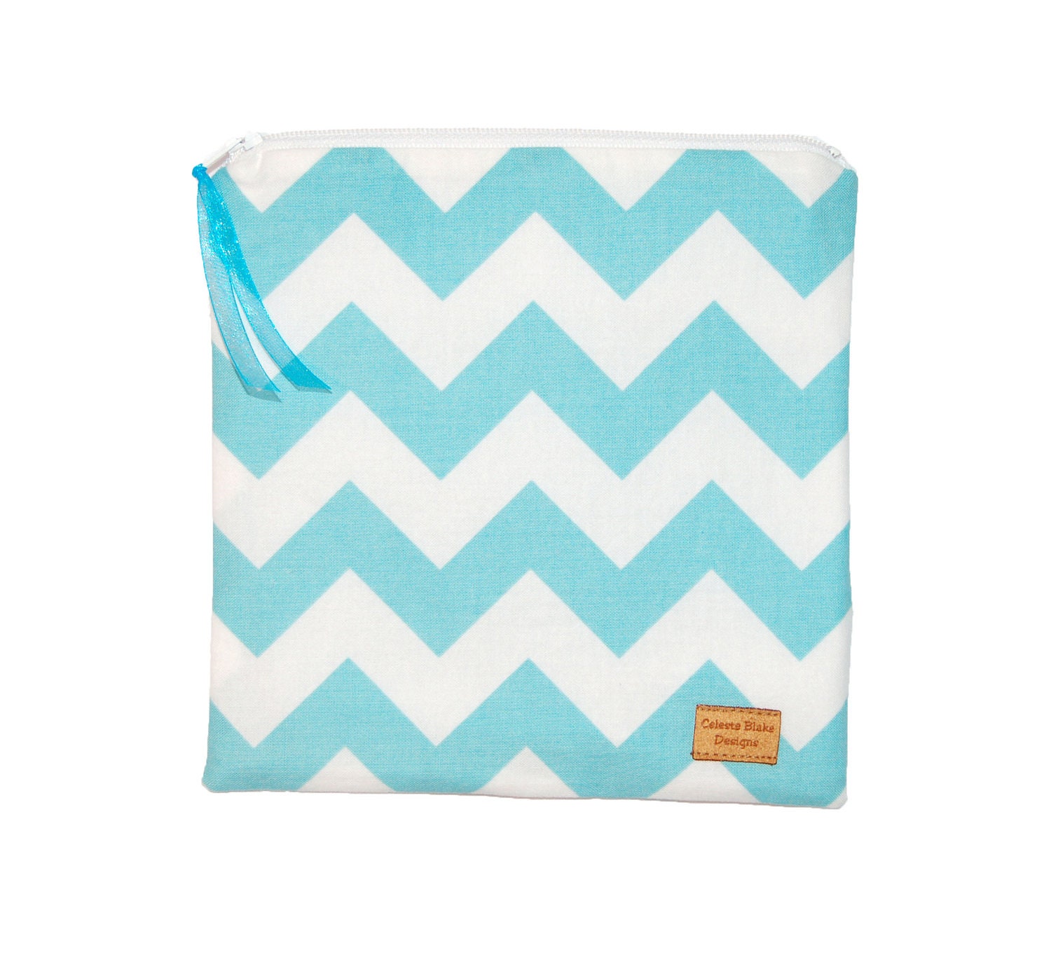 Reusable Sandwich Bag - Aqua Chevron Stripe