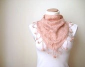 Blush Pink Scarf, Neckwarmer, Foulard - Warm Soft Triangle Powder, Light Pink - Gift for Her - Ready to Ship