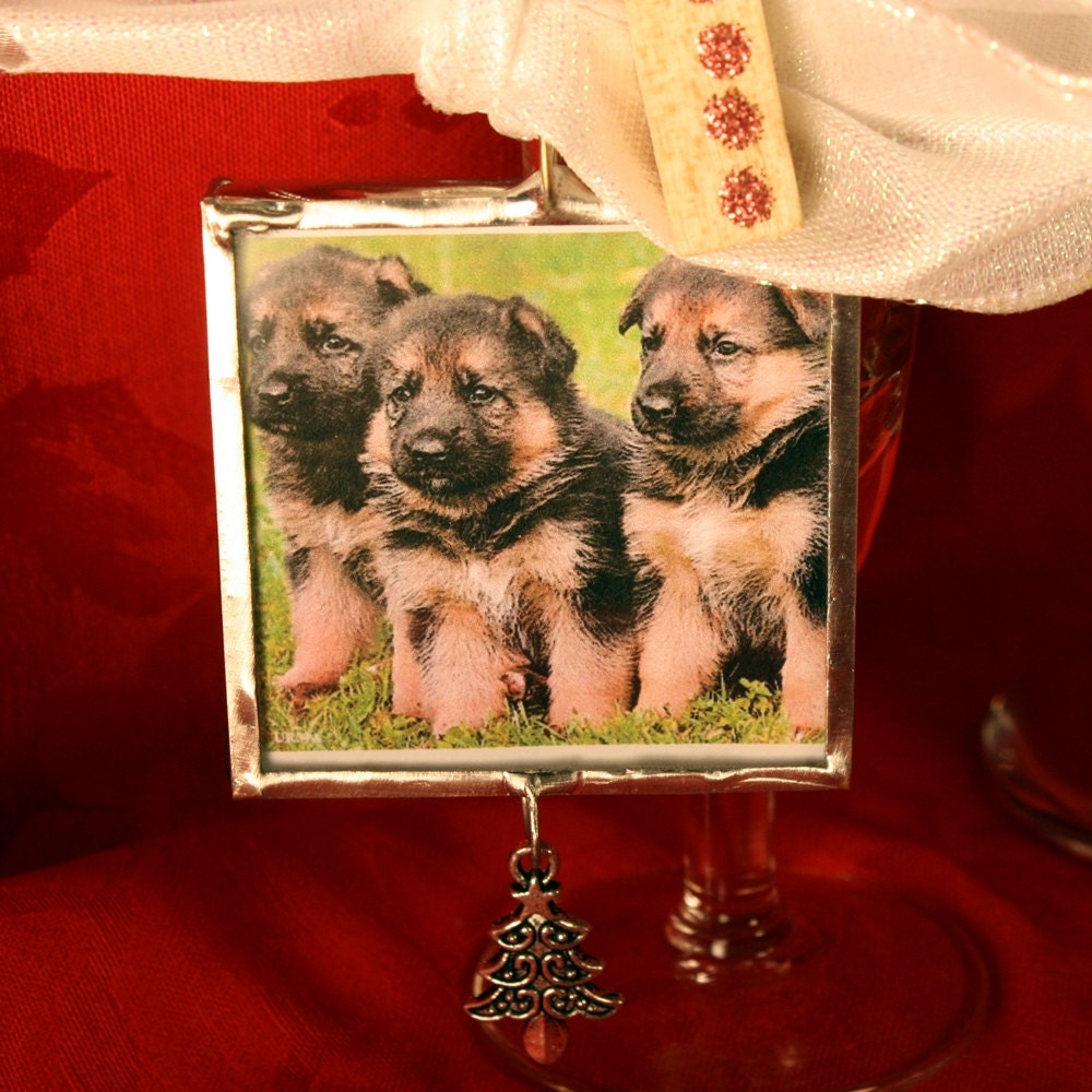 German Shepherd Puppies Christmas Ornament