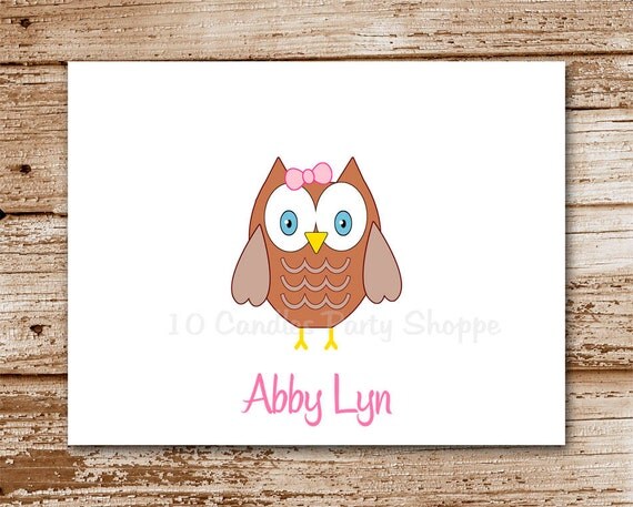 Set of 8 Owl Note Cards for Girls : personalized stationery, thank you cards Il_570xn