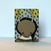 Woodland Masked girls ACEO folk art bees wax black hair Moose wall art mixed media painting blue orange yellow