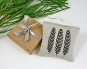 Woodland Feathers Sachet or Ornament in your choice of scent - Lavender, Balsam Fir or Unscented - Ready to Ship