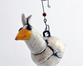 Ornament: Bird Porcelain Mini-Mud Ornament, a hanging sculpture - hadleyclay Ornament: Bird Porcelain Mini-Mud Ornament, a hanging sculpture - hadleyclay