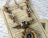 Through the Looking Glass, Smokey Rose Vintage Assemblage Necklace