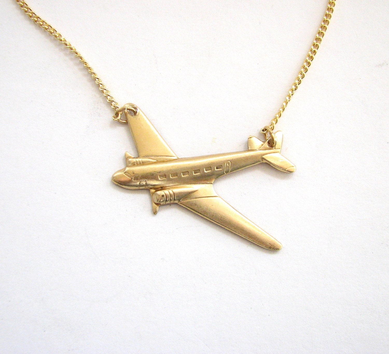 SALE airplane necklace pan am jewelry by friendlygesture on Etsy