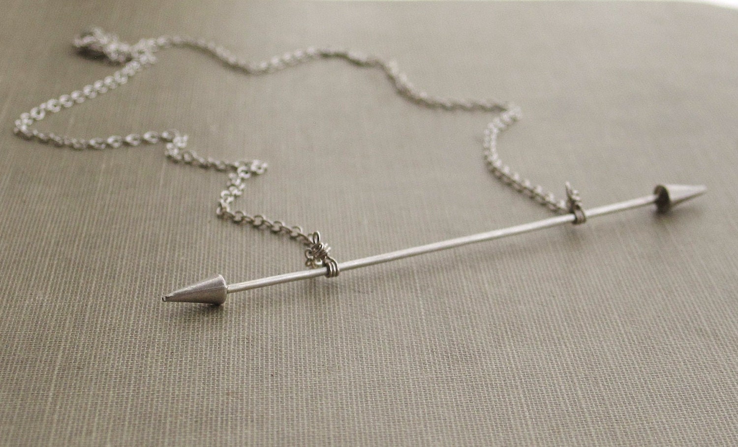 Double Spiked Bar Sterling Silver Chain Necklace