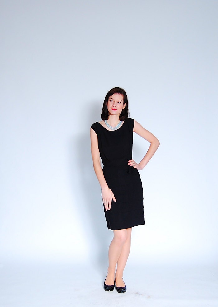 Clearance - Vintage 1960s Cocktail Dress - 60s Party Dress - Hourglass Little Black Dress