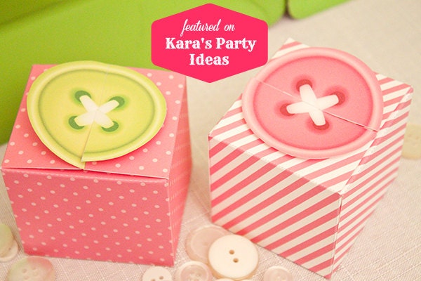 Sew Cute Button Favor Box - DIY Printable PDF